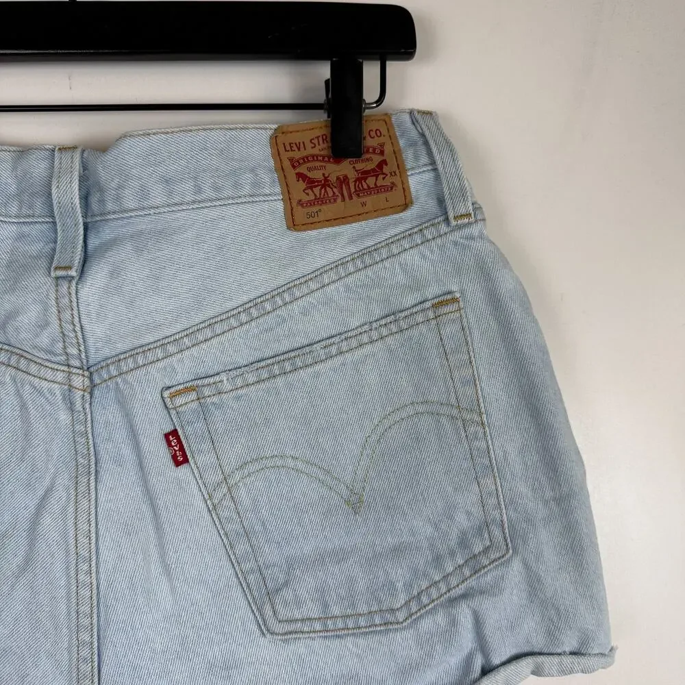 Levi's 501 Original High Rise Cut Off Shorts Light Blue Denim 56327 - W30 30